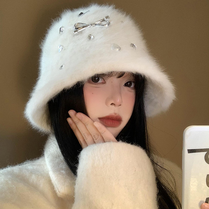 兔毛渔夫帽女秋冬季显脸小