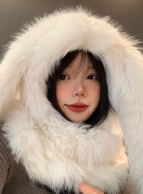 邦尼兔长耳朵毛绒帽子