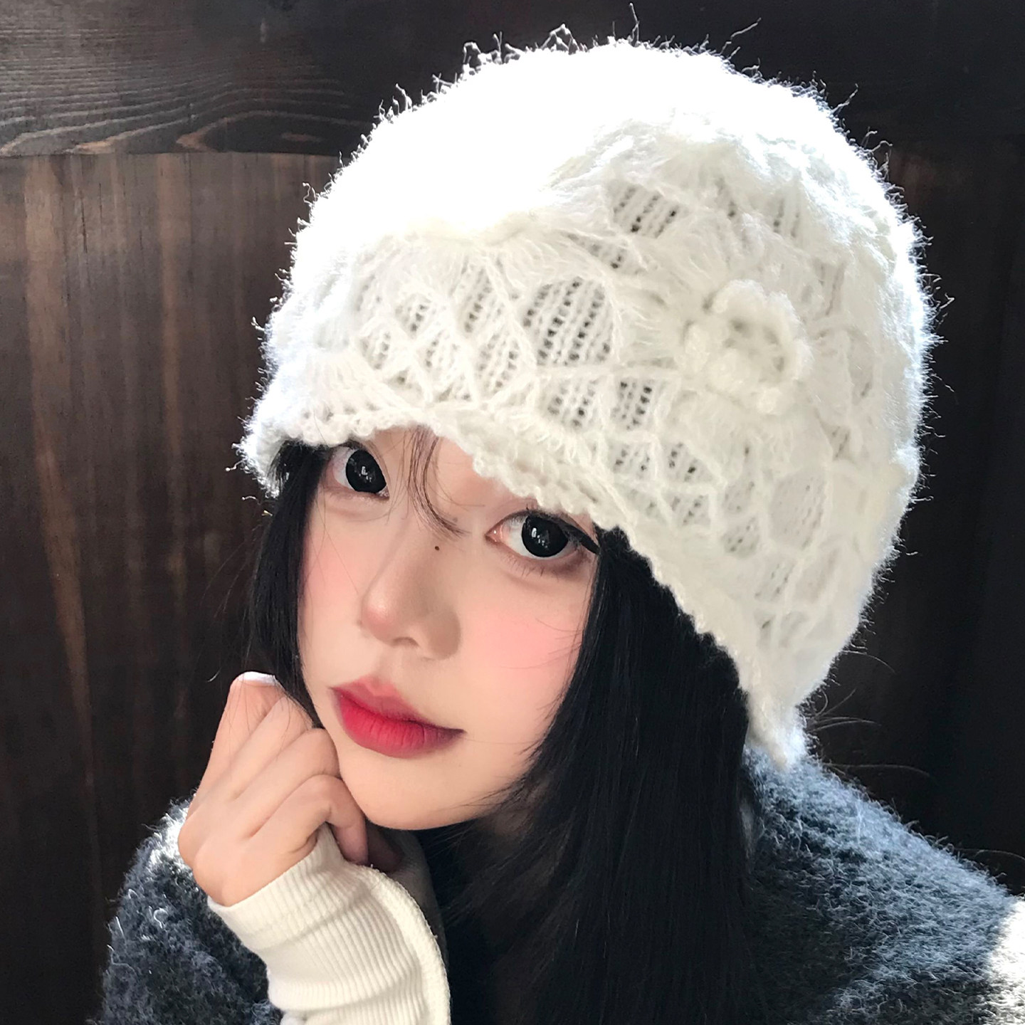 手工钩花编织镂空包头帽女秋冬季大头围保暖冷帽白色针织毛线帽子,服饰配件/皮带/帽子/围巾,帽子,淘宝优惠券,粉丝福利购,淘宝优惠卷