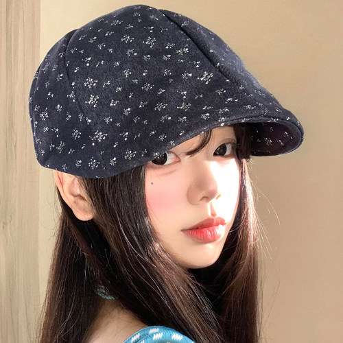 碎花前进帽女日系百搭鸭舌贝雷帽
