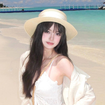 神仙藤井树同款法式优雅平顶草帽