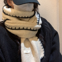 含羊毛高级感针织围巾女冬季2025新款韩系氛围感百搭加厚保暖围脖