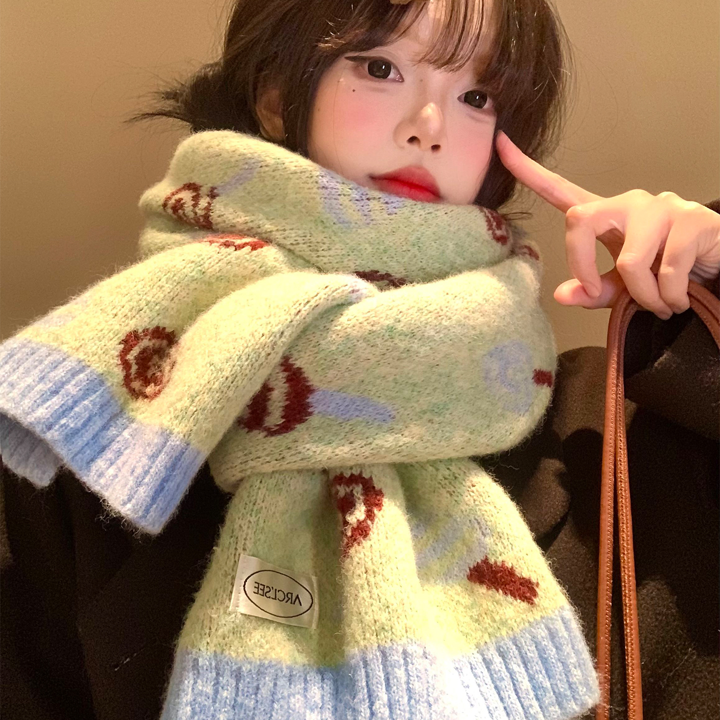 糖果可爱针织围巾女生冬季氛围感