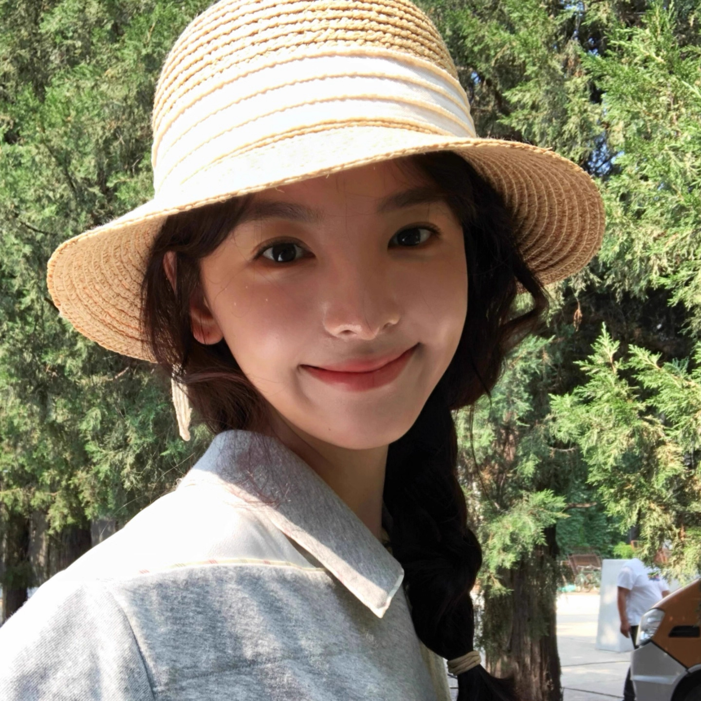 章若楠同款拉菲草帽女夏海边度假