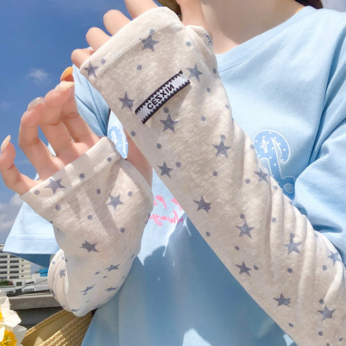 波点星星夏季冰丝防晒袖套女骑行