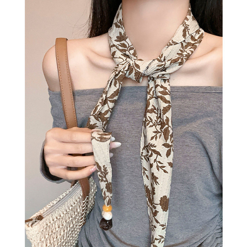 复古碎花串珠三角巾丝巾女高级感薄款领巾多功能装饰个性腰间配饰,服饰配件/皮带/帽子/围巾,围巾/丝巾/披肩,淘宝优惠券,粉丝福利购,淘宝优惠卷
