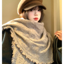 高级感木耳边三角巾披肩女冬季 韩系百搭保暖围脖围巾外搭披风斗篷