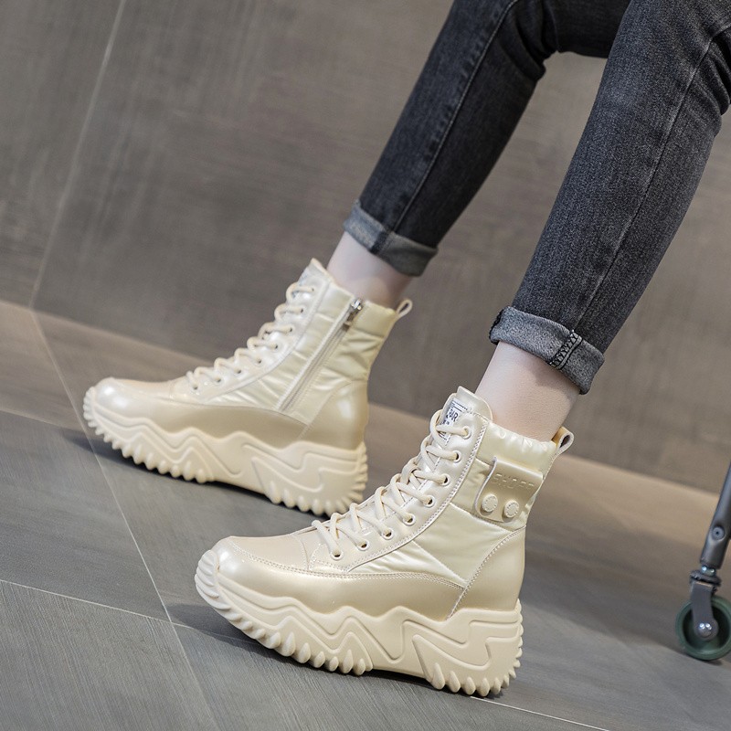 官网正品迈耐克斯雪地靴女2024新款冬季加绒加厚内增高短靴8cm真