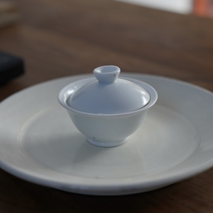 迷你盖碗一人饮60-90ml 钟友健手作玉泥松纹青花手绘小盖碗试茶