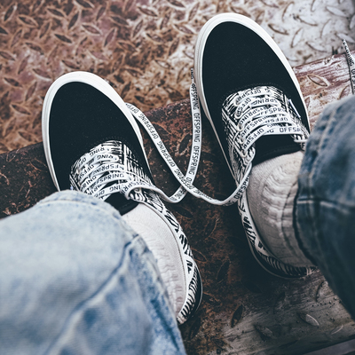 Offspring 95高街滑板鞋海盗骷髅美式黑白复古帆布低帮休闲鞋