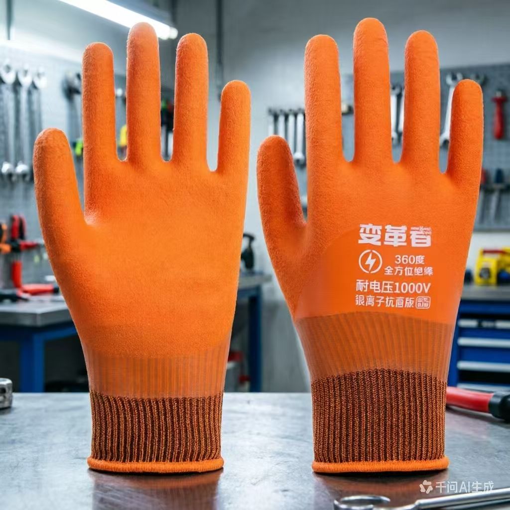 1000V绝缘手套电工带电作业220V接线检修防滑防电橡胶防护手套