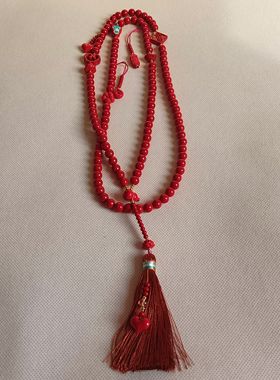 新中式国风款朱砂斜挎链汉服马面裙高级配饰新年战袍精致搭配