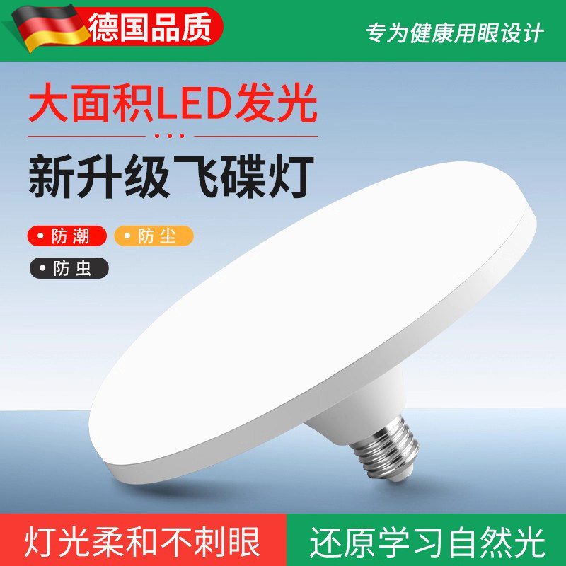 全光谱飞碟灯led超亮节能灯泡e27螺旋口防水家用车间大功率球泡图片