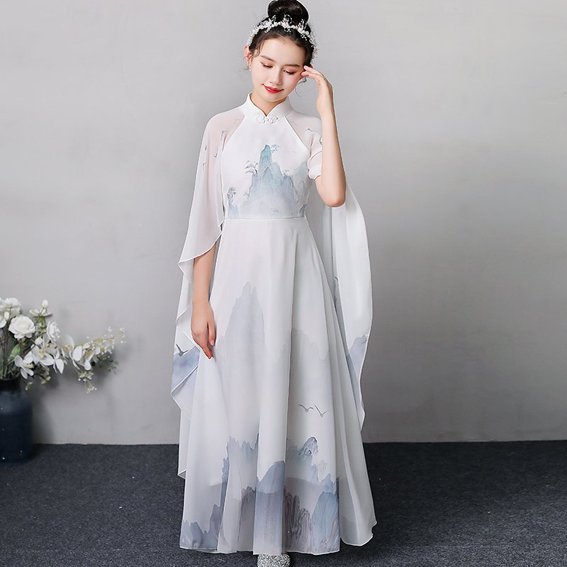 古筝演出服女童汉服中国风合唱服
