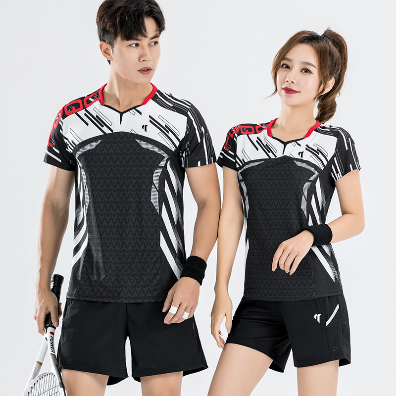 佩琪酷2026夏季短袖羽毛球服男女套装潮流个性修身运动比赛队上衣
