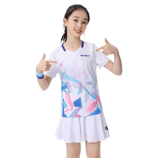 佩琪酷2025新款儿童羽毛球训练服短袖宽松透气跑步运动女童比赛服