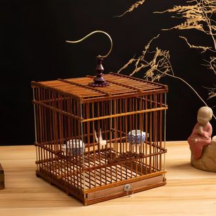 竹制方笼绣眼长方形鸟笼贝子鸟笼大全金翅雀笼子手提