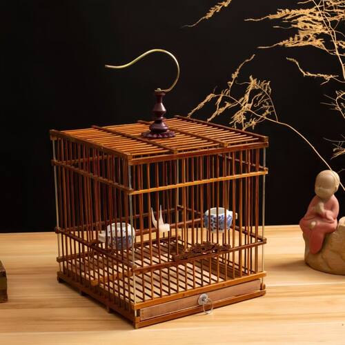 竹制方笼绣眼长方形鸟笼贝子鸟笼大全金翅雀笼子手提