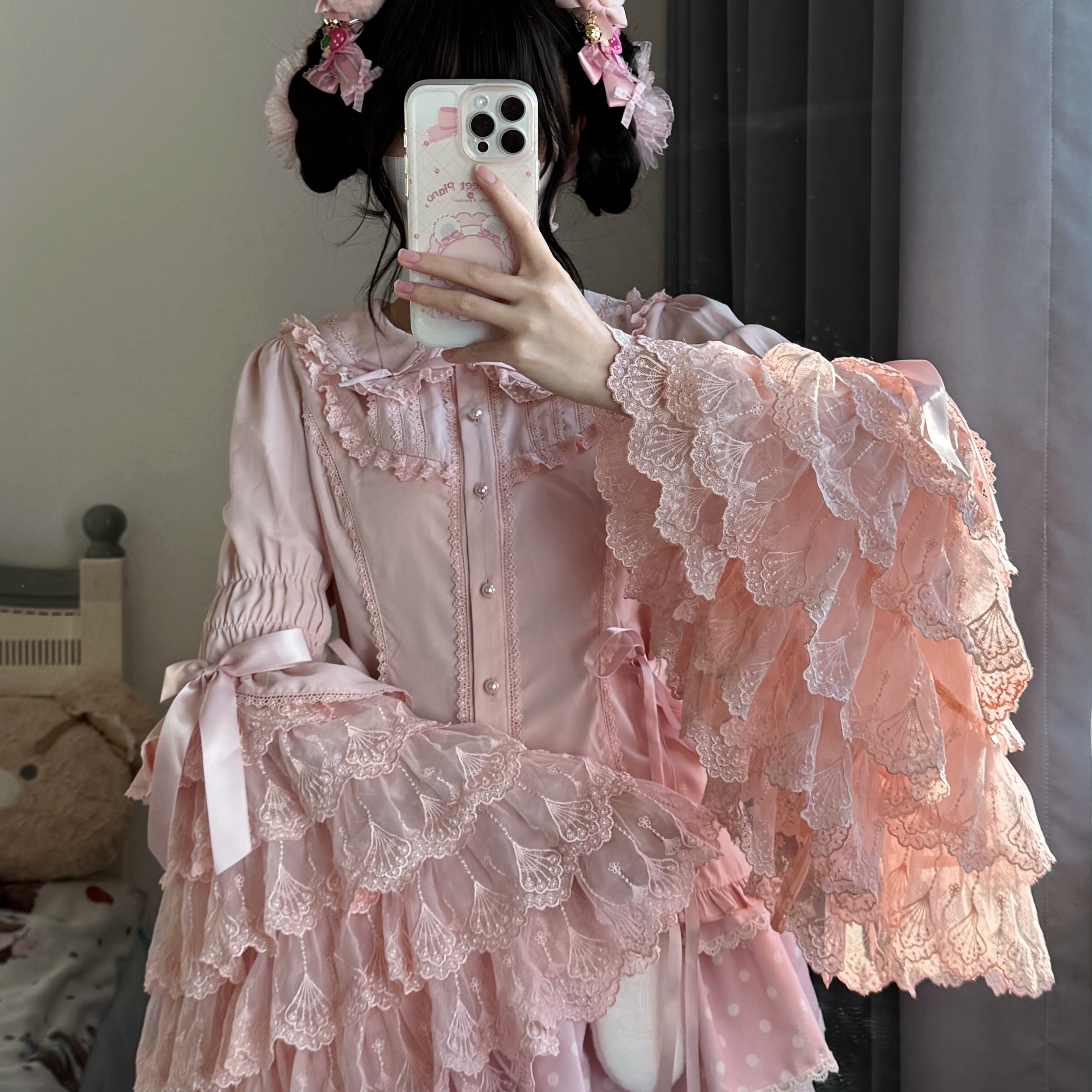 【樱花小贝】樱花集原创设计Lolita蕾丝doll感华丽古早姬袖衬衫