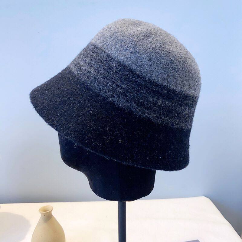 秋冬季渐变色羊毛时尚中年渔夫帽