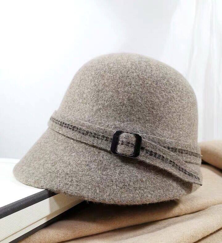 渔夫帽羊毛呢中老年圆顶盆帽时尚