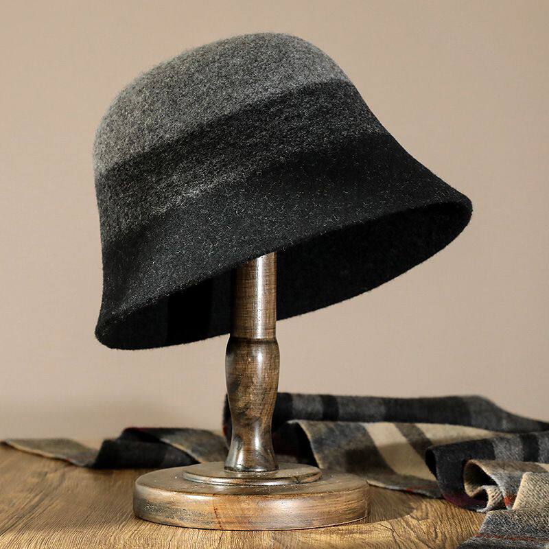 渐变色羊毛渔夫帽时尚女士秋冬