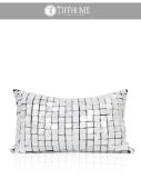 TIFFHOME样板间极简轻奢装 饰设计师银白色手工贝壳抱枕靠垫腰枕套