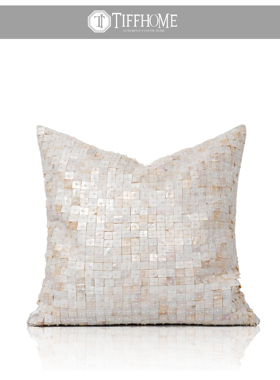 轻奢样板间手工钉珠贝壳手工奢华高档沙发靠枕别墅客厅腰枕靠垫套