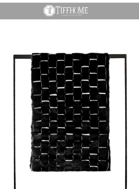 简约搭巾床上黑白色手工编织兔毛搭毯床尾毯样板间民宿皮草装饰毯