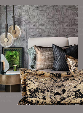 TIFFHOME新品飘窗极简轻奢高端沙发烫金色肌理腰枕抱枕床上靠垫套