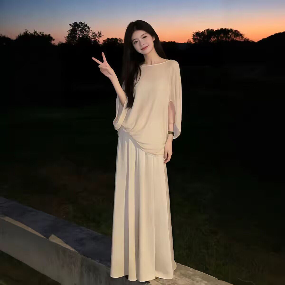 温柔风高级感斗篷上衣半身裙两件套装气质一整套夏季
