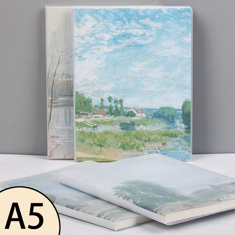 初品胶套笔记本子文具A5中号横线抄复古油画日记事本西斯莱的郊外