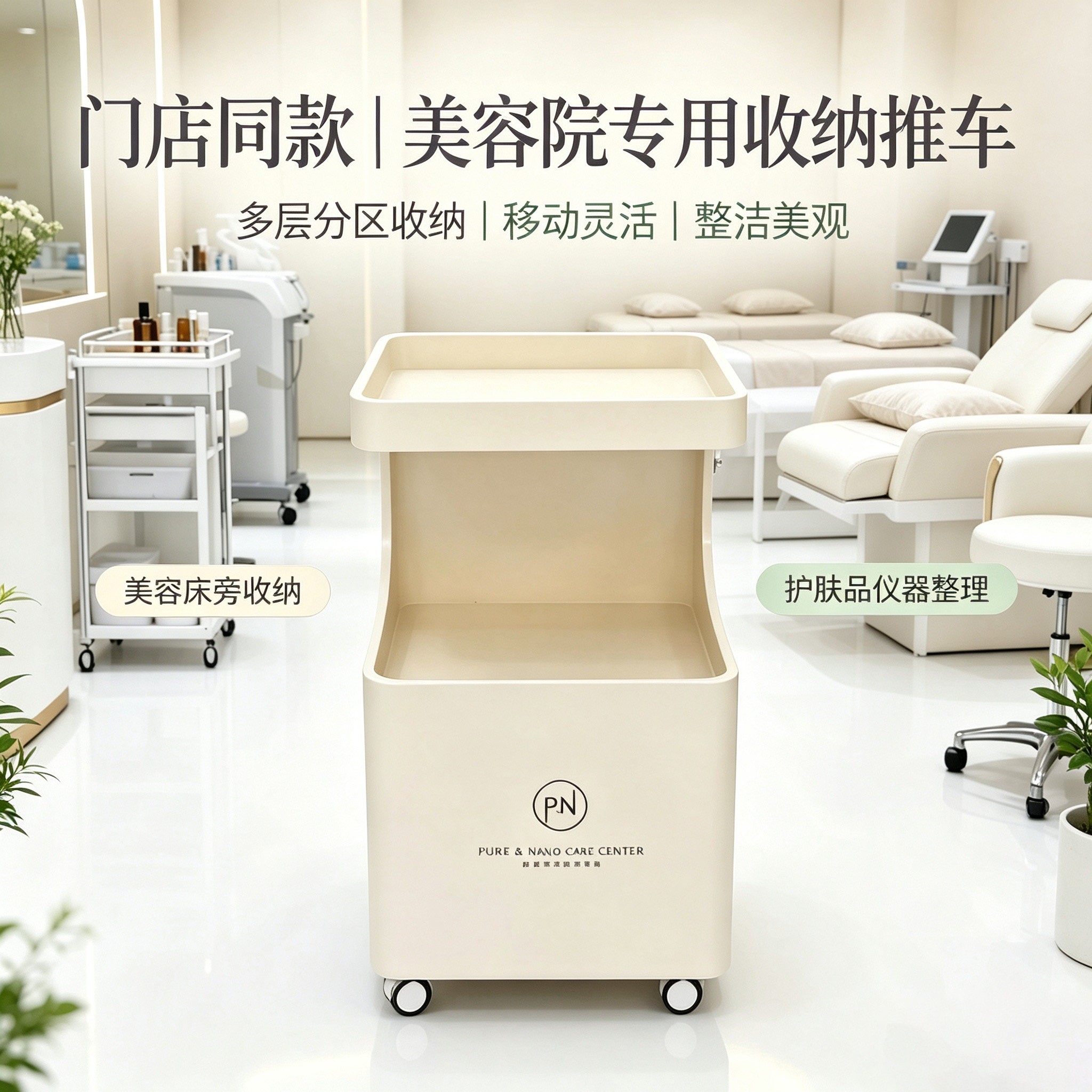 网红简约美容院多功能翻转ins收纳三层置物小推车美容院专用小车