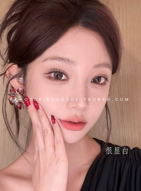 ECHOZOE“贵气红色”慎婕uu同款新年复古红色花朵耳钉女耳环耳饰
