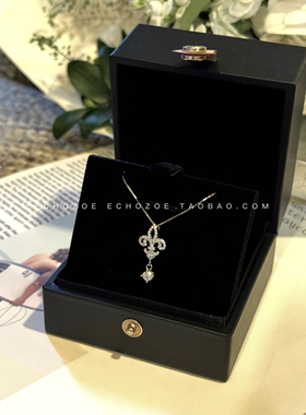 ECHOZOE鸢尾花吊坠项链女s925纯银气质轻奢小众简约气质锁骨链