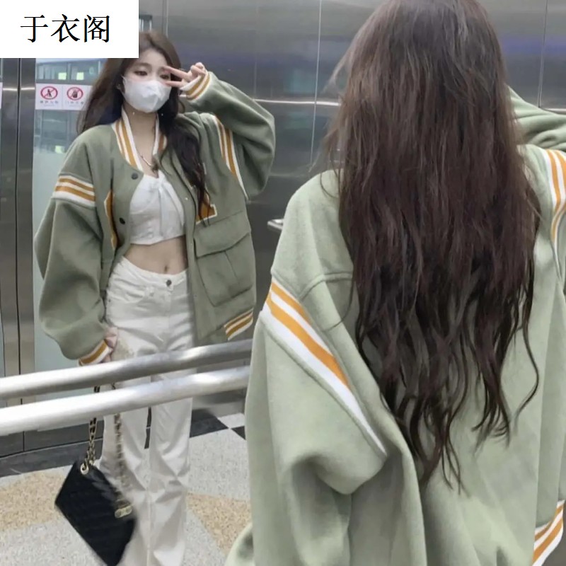 于衣阁vintage棒球服女2024年新款春秋季美式复古学生立领夹克外
