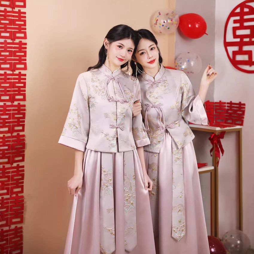 绝美中式伴娘服礼服2026新款新复古姐妹团礼服裙女新中式中国风