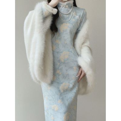 旗袍2025新款新中式改良日常气质连衣裙秋冬加绒少女年轻款连衣裙