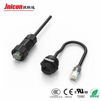 源头工厂定制 M19 RJ45信号防水连接器 设备自动化通信防水接头