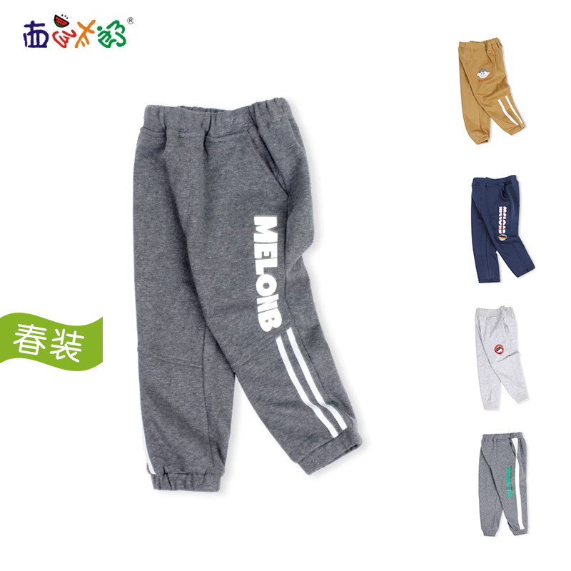 儿童春秋长裤休闲裤折扣清仓裤子针织裤子专柜同款西瓜太郎运动裤
