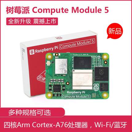 树莓派CM5计算模块核心板 官方原装CM5 IO官方套件 底板外壳散热