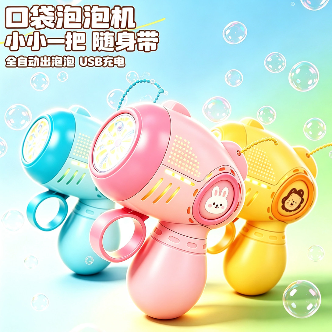 Q萌儿童口袋电动全自动吹泡泡机