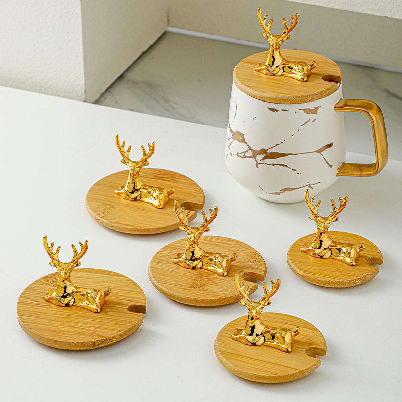 卧鹿竹木盖通用大口径茶洗茶杯盖