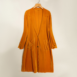 简约气质 休闲百搭 中长款 翻领长袖 春秋外贸韩版 开衫 新款