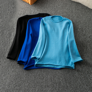 新款 圆领长袖 舒适保暖 气质 套头毛线衣 时尚 春秋外贸韩版