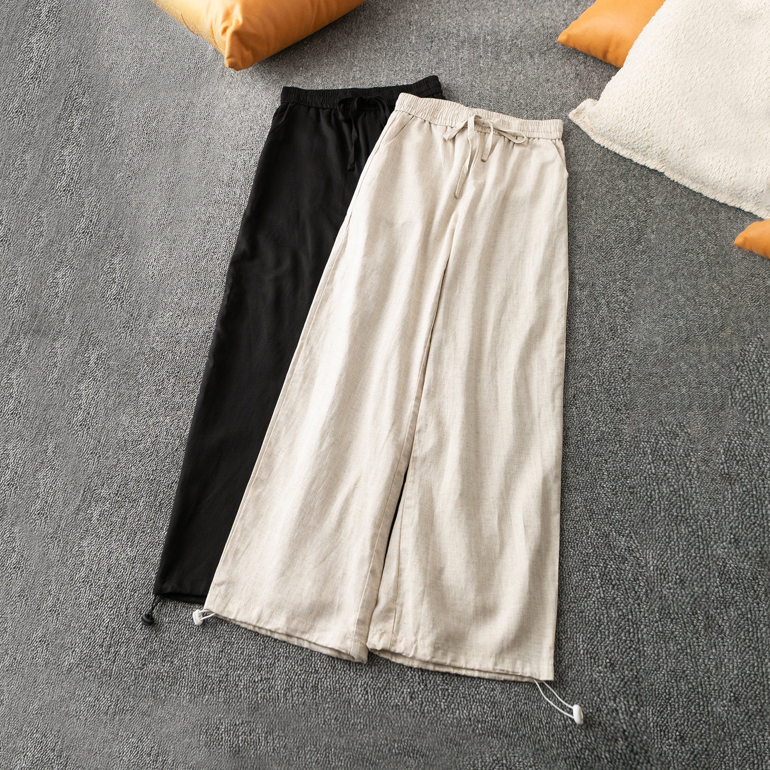 轻薄舒适百搭松紧腰收脚口长裤