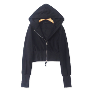 简约 时尚 气质休闲 短款 拉链卫衣 春秋外贸韩版 连帽长袖 新款