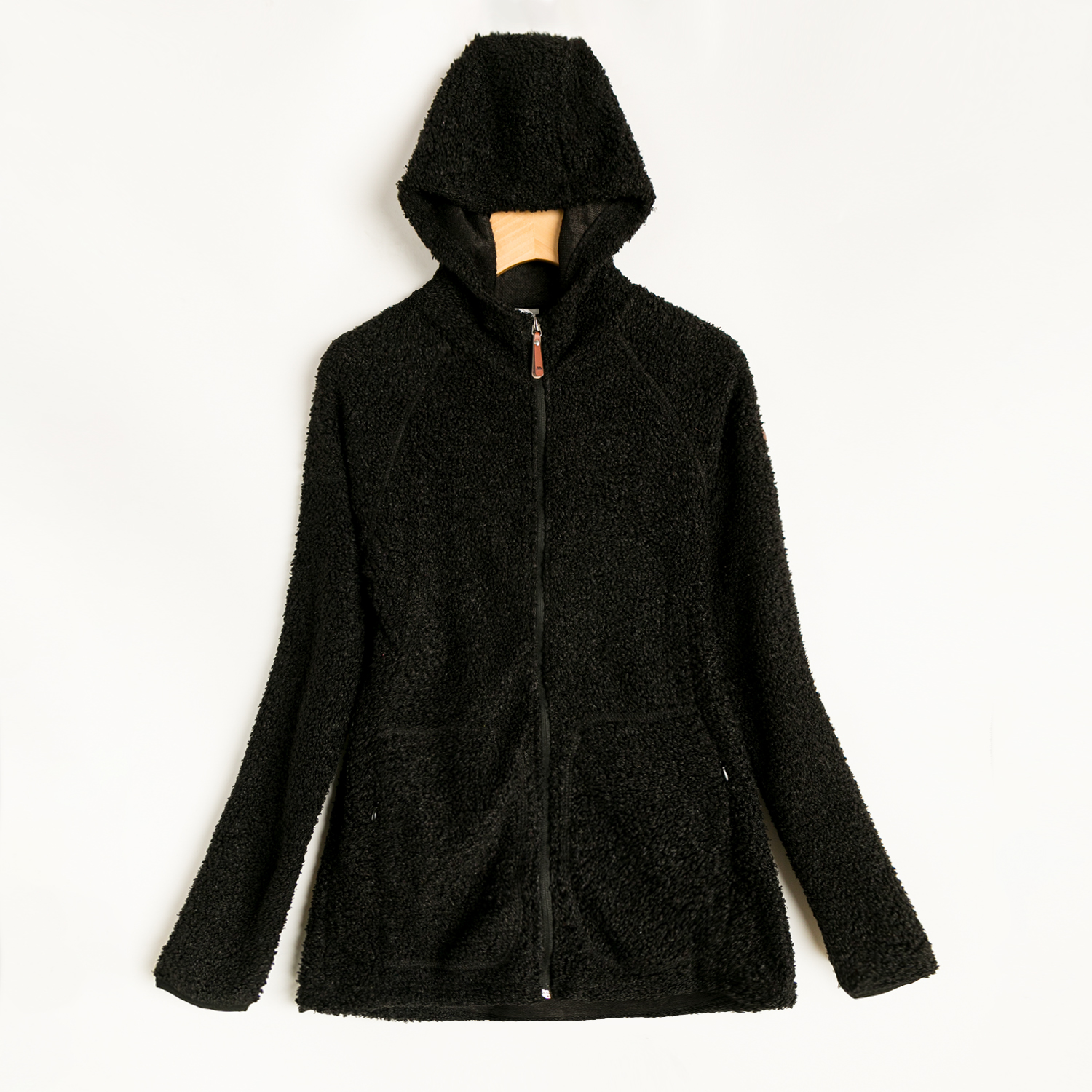 保暖舒适连帽长袖拉链毛毛外套