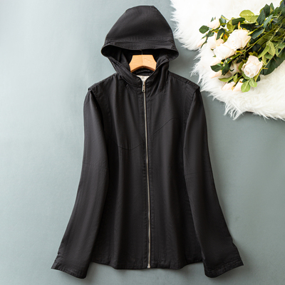 拉链宽松显瘦简约长袖风衣上衣