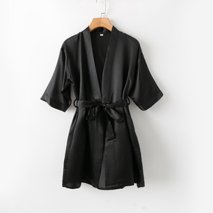 简约百搭 家居服浴袍 舒适 V领短袖 睡袍 春秋外贸韩版 开衫 新款